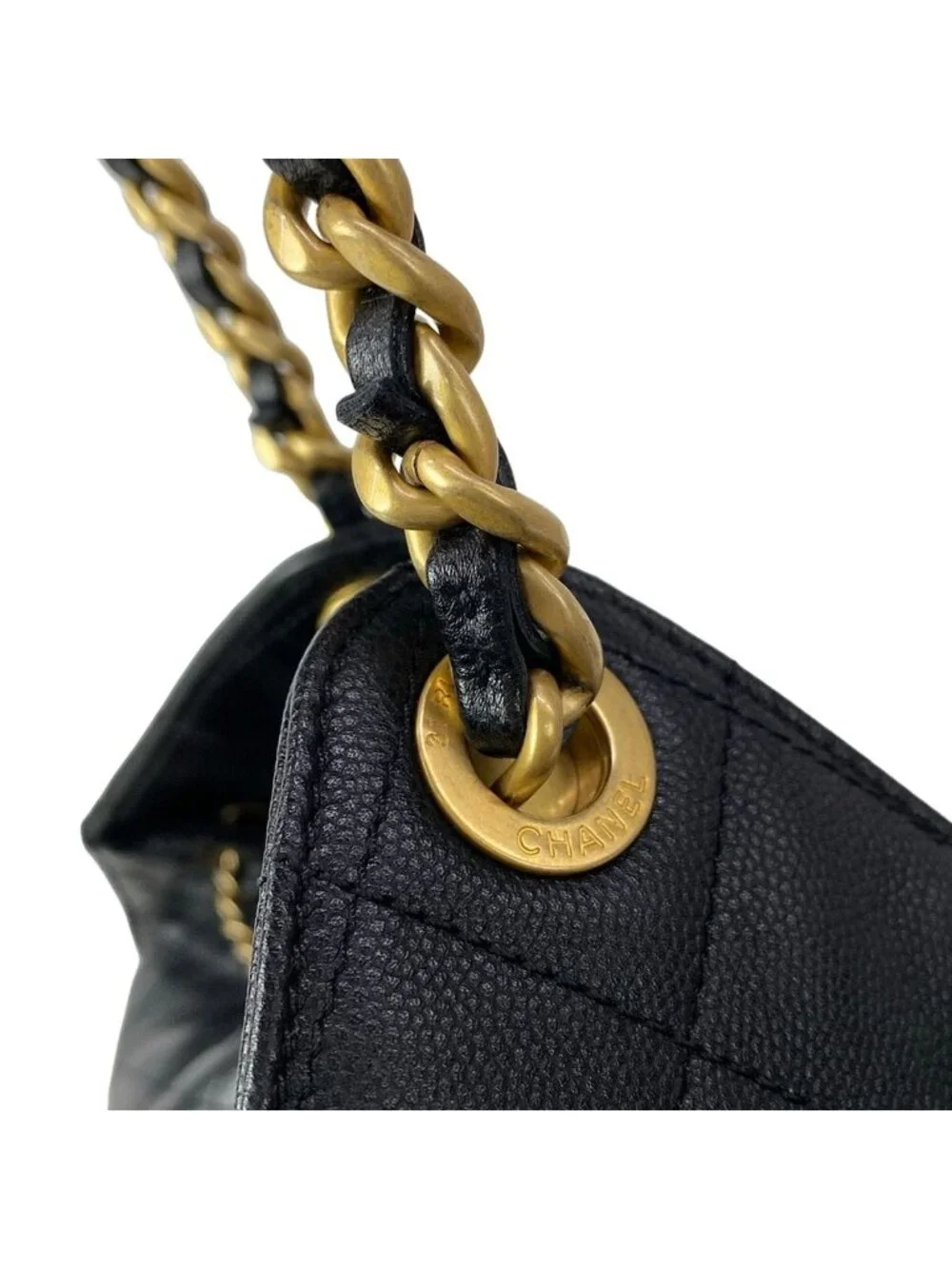 Chanel Shoulder Bag 25 Black Chain Vintage Gold Metal